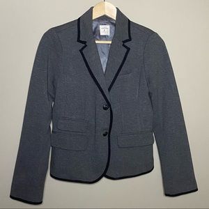 GAP The Academy Blazer Women Size 2 Gray Black Trim Polyester Spandex Office
